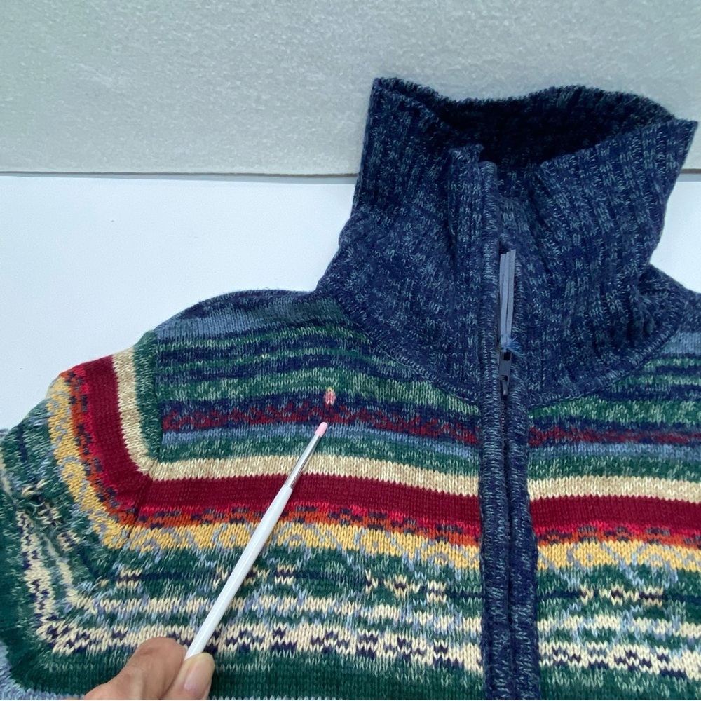 Vintage Tiara International Large Multicolor Knit Zip-Up Sweater/Cardigan READ - Picture 9 of 10